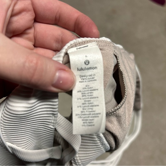 Lululemon Energy Sports Bra Long Line Texture Ribbed Padded White Size 6 - Picture 5 of 6